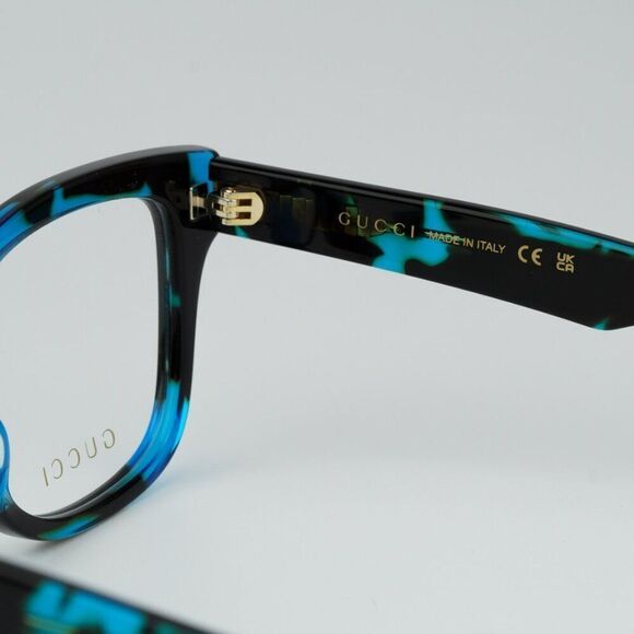 NEW Gucci GG1332O 006 Spotted Black Turquoise Havana Square Men Eyeglasses - Picture 7 of 11